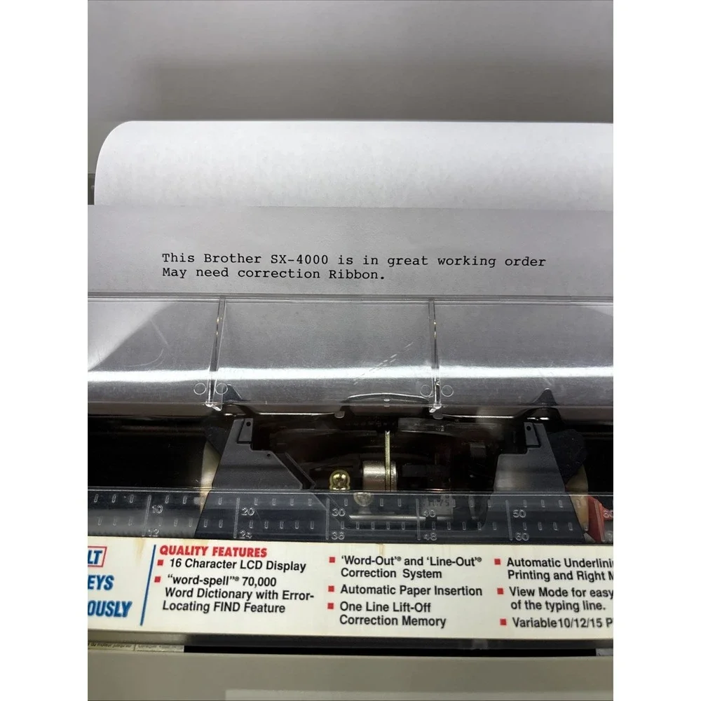 Brother SX-4000 LCD Display Electronic Typewriter with Cover tested/Works